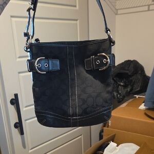 Coach Black Signature Bucket Bag
